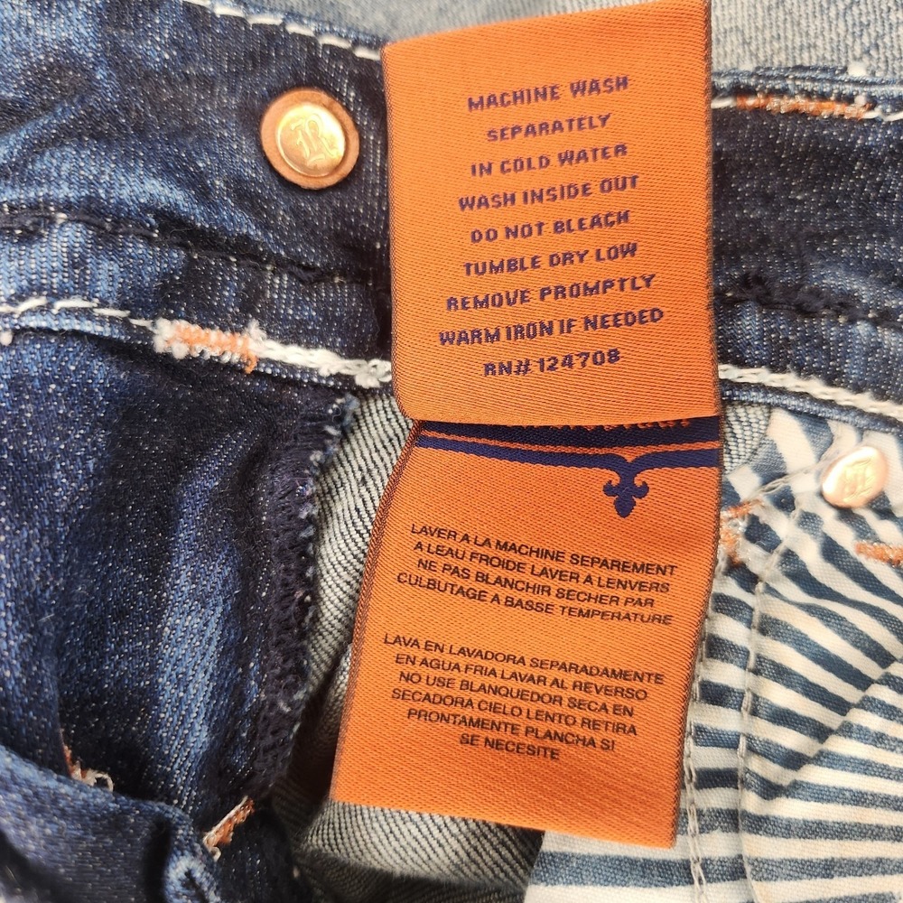 ROCK REVIVAL Noelle Capri Jeans Womens 25 Dark Blue Denim Embellished Rhinestone - Picture 15 of 15